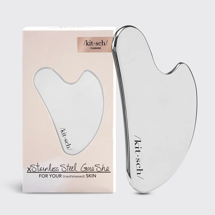 Stainless Steel Gua Sha in packaging on plain background