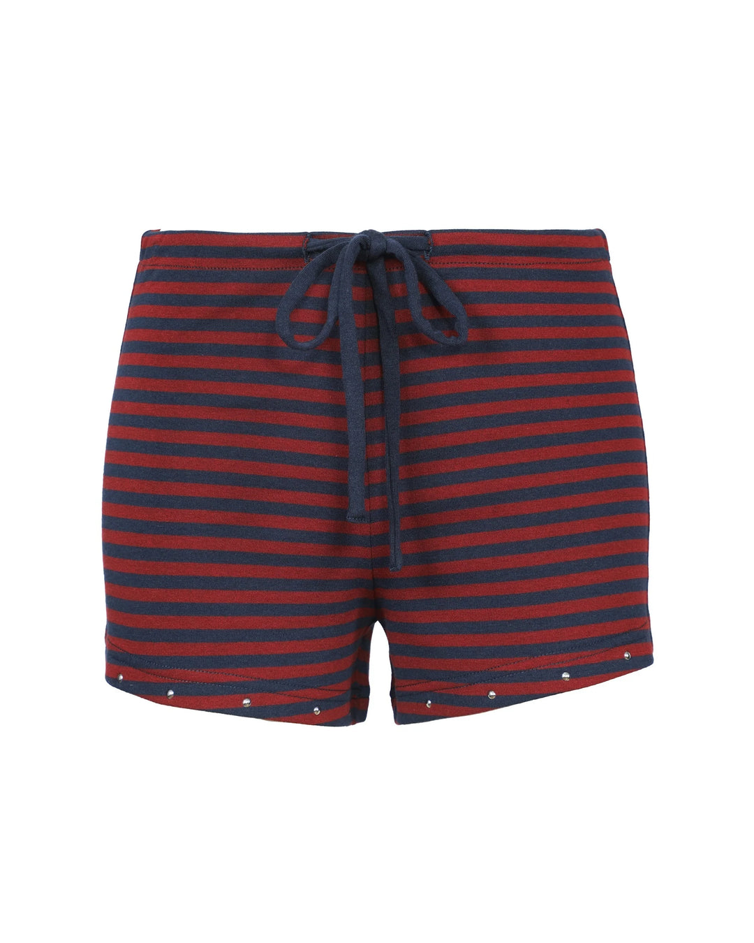 Micro short with navy and red stripes with studs on bottom
