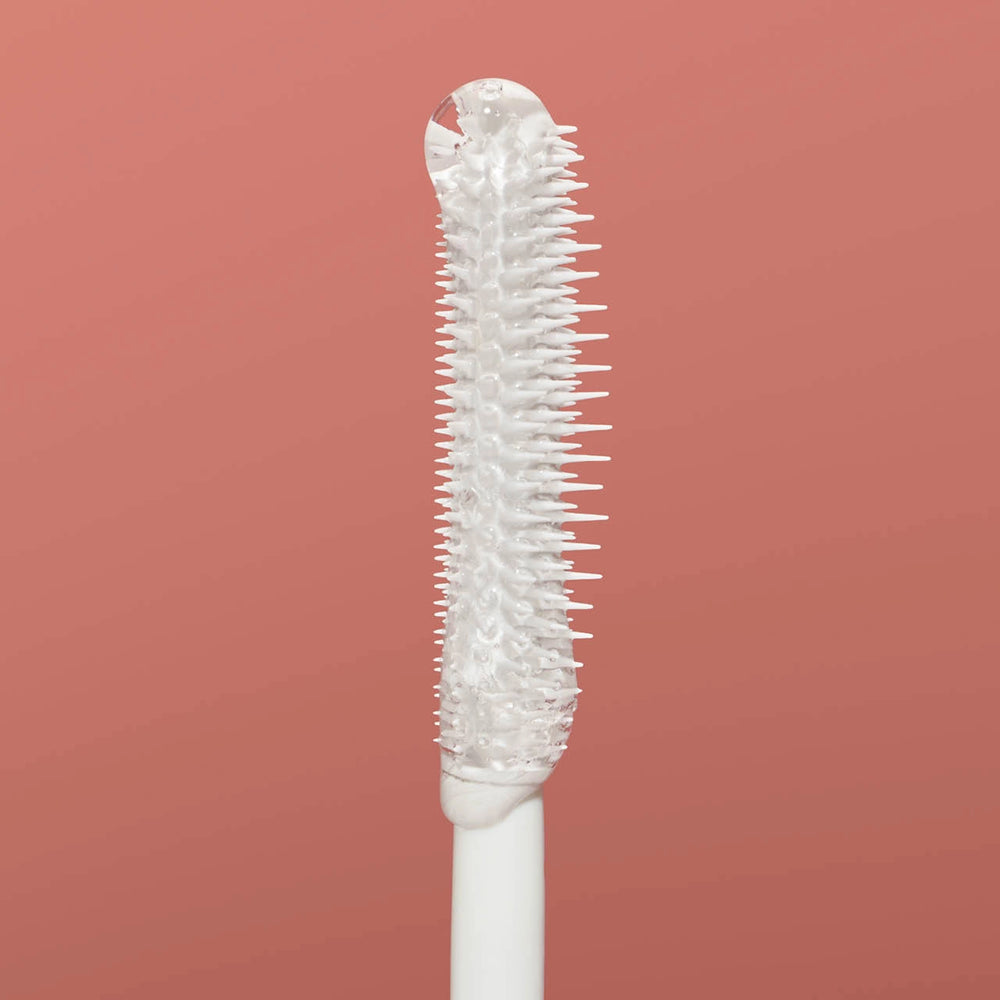 White bristle brush on a red background