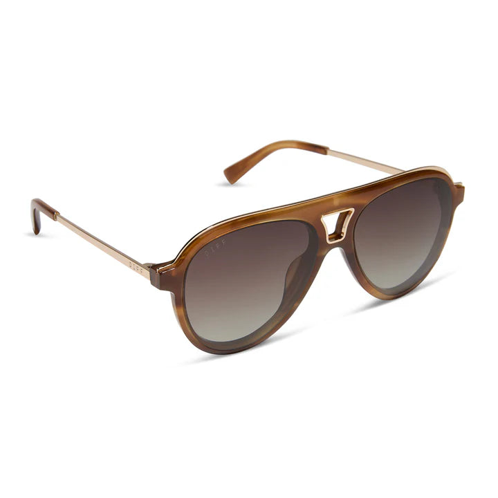Brown sunglasses with gradient lenses on a white background