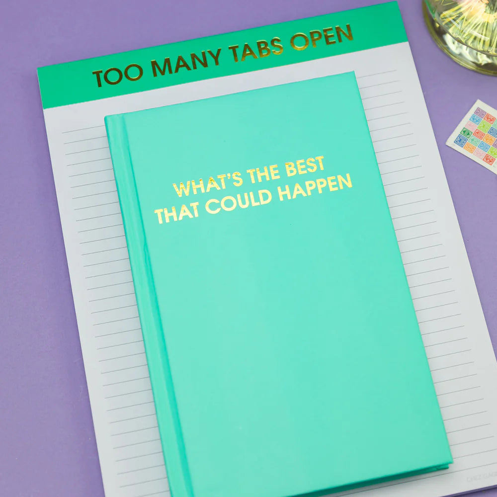 Aqua journal on purple background