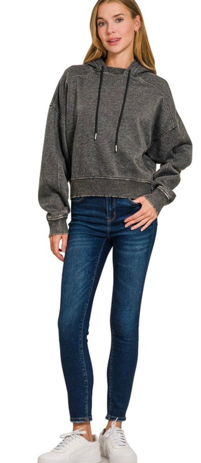 Acid Wash Fleece Hoodie - eloise boutique