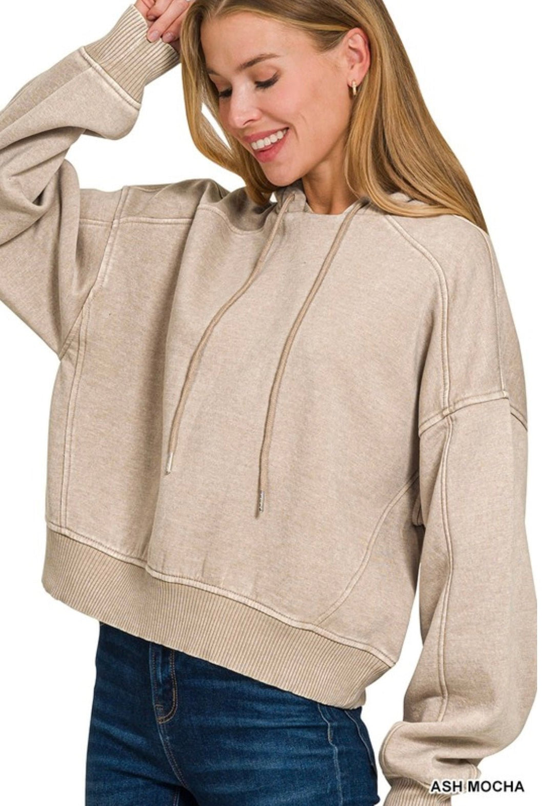 Acid Wash Fleece Hoodie - eloise boutique