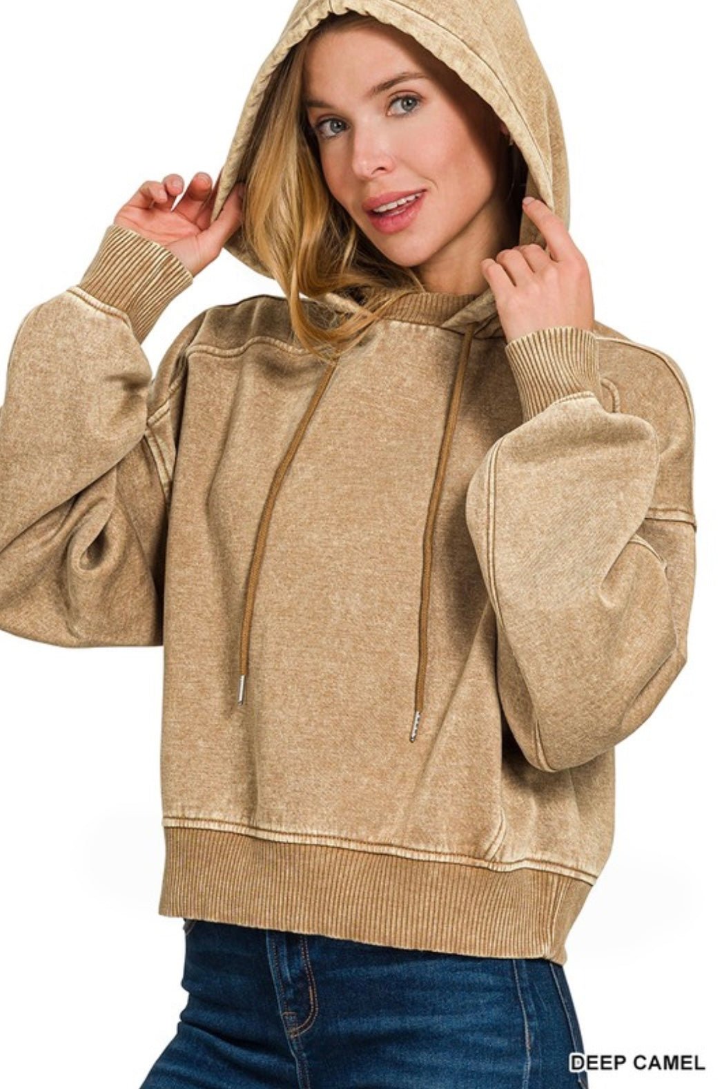 Acid Wash Fleece Hoodie - eloise boutique