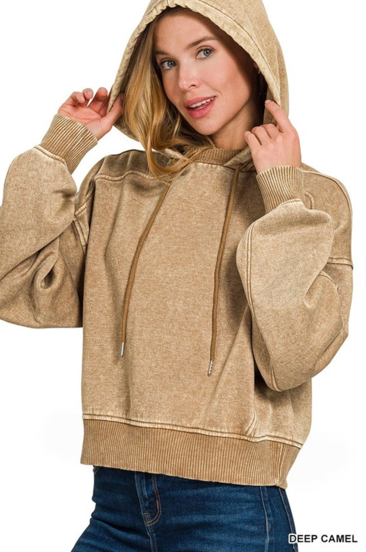 Acid Wash Fleece Hoodie - eloise boutique