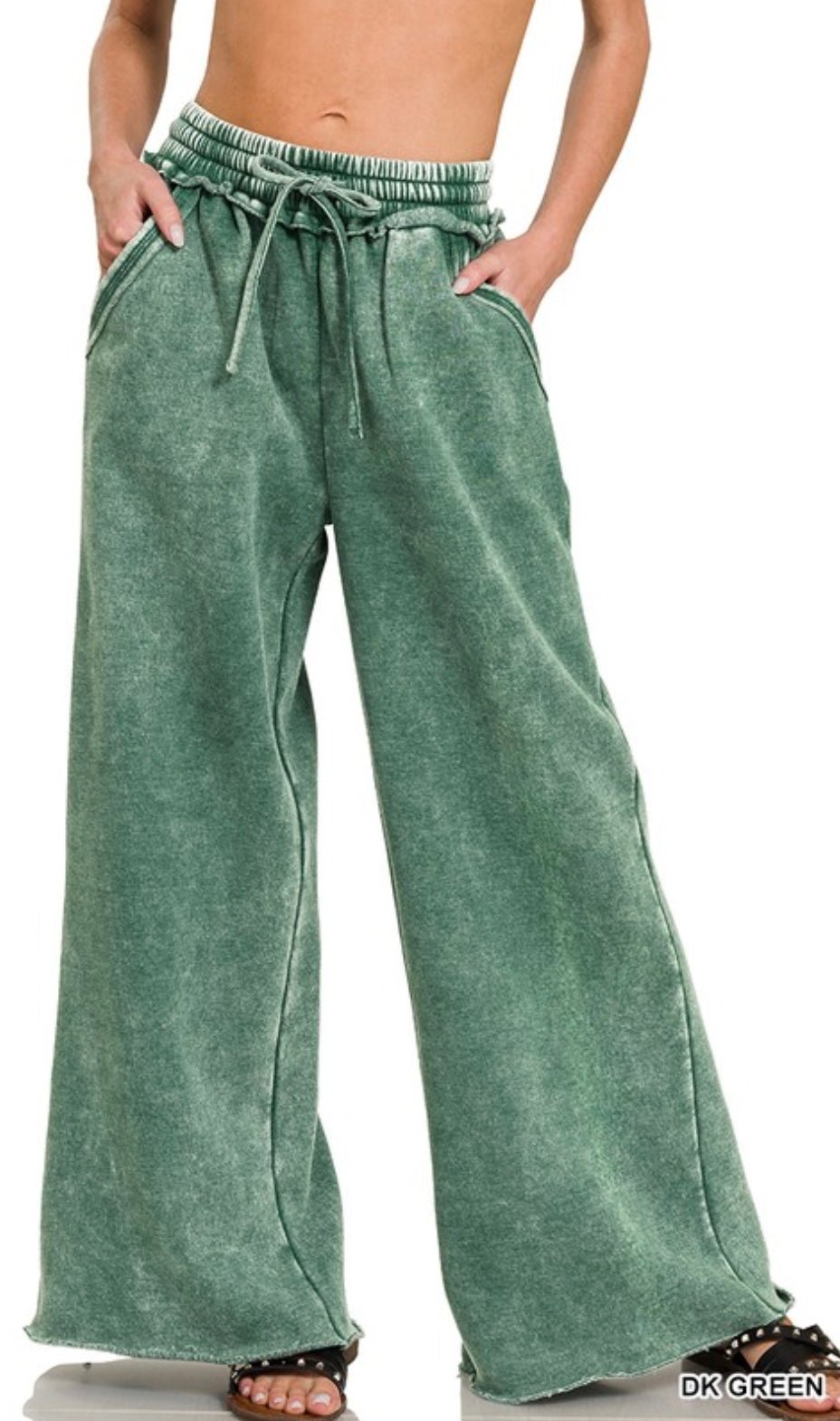 Acid Wash Palazzo Sweatpants - eloise boutique