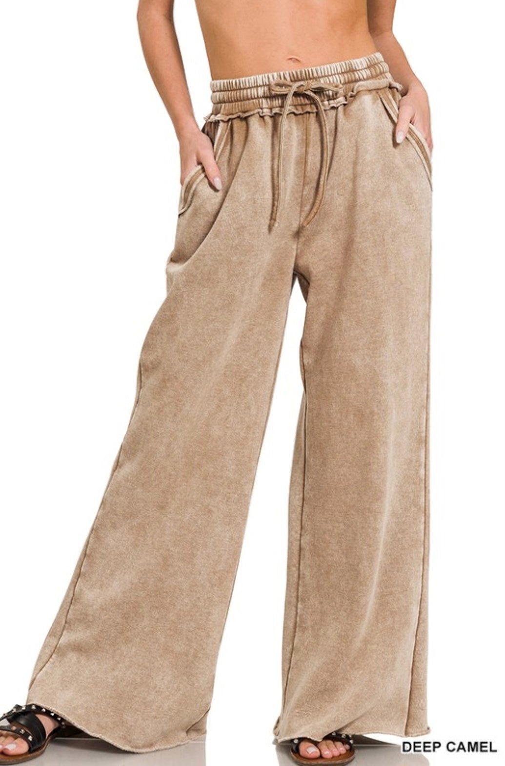 Acid Wash Palazzo Sweatpants - eloise boutique