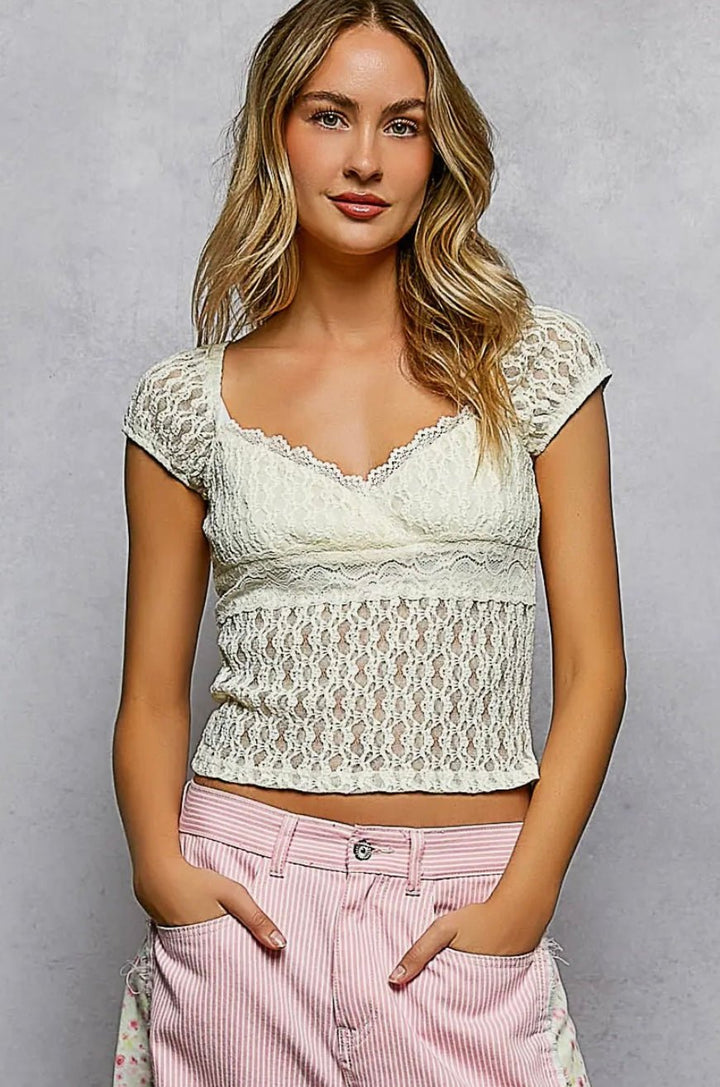 Amelie Lace Cap Sleeve Blouse - eloise boutique