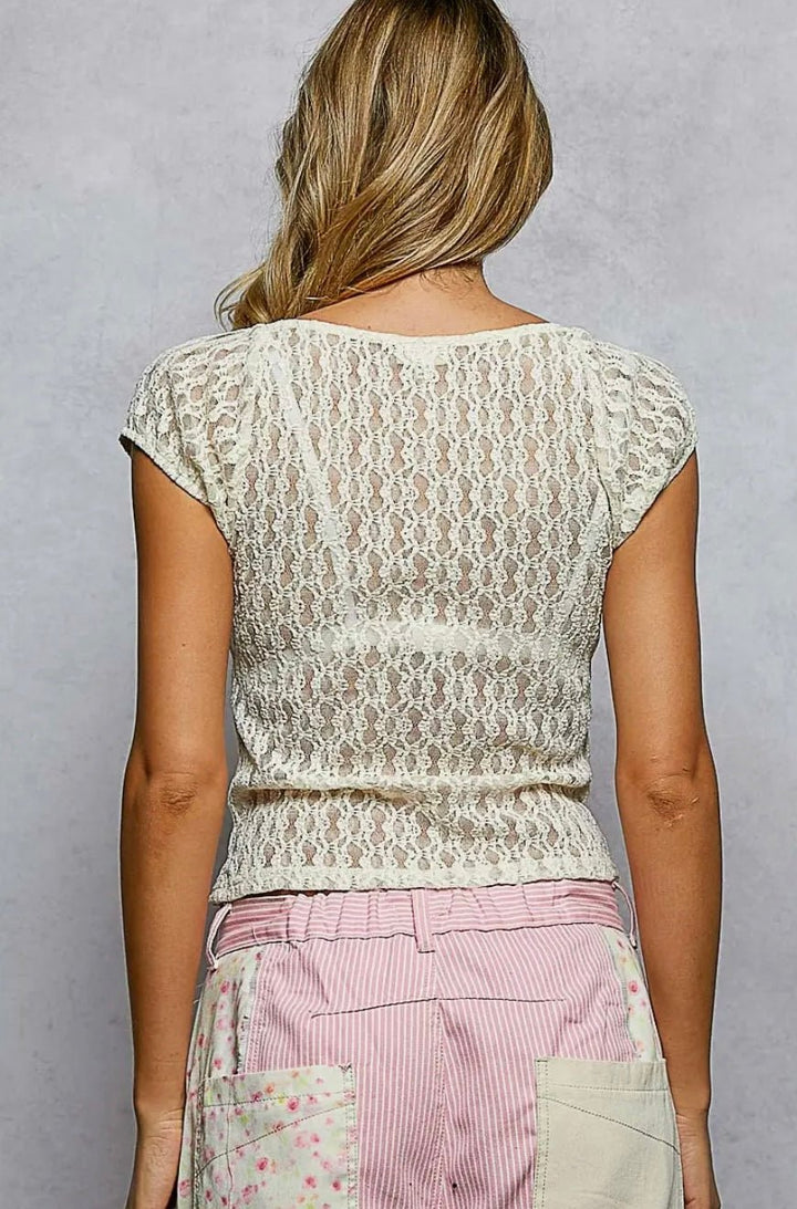 Amelie Lace Cap Sleeve Blouse - eloise boutique