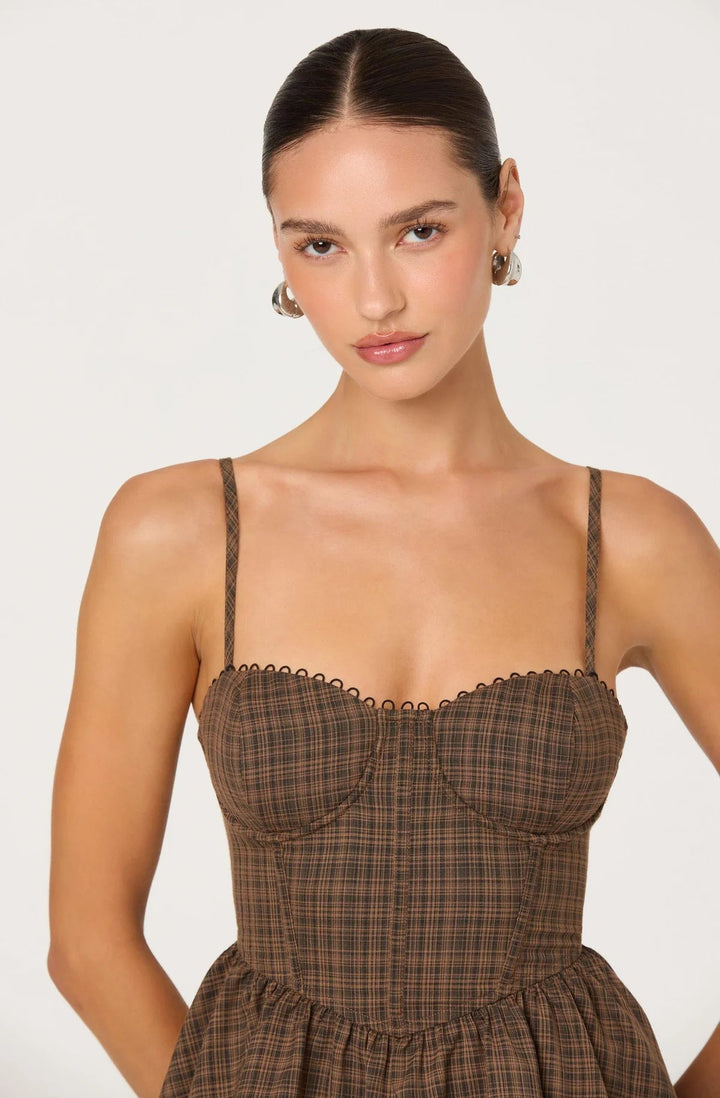 Baylin Plaid Peplum Bustier Top - eloise boutique