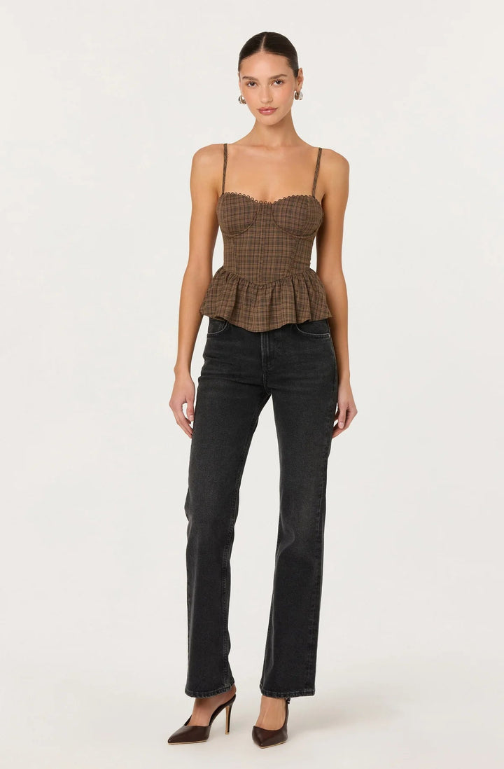 Baylin Plaid Peplum Bustier Top - eloise boutique