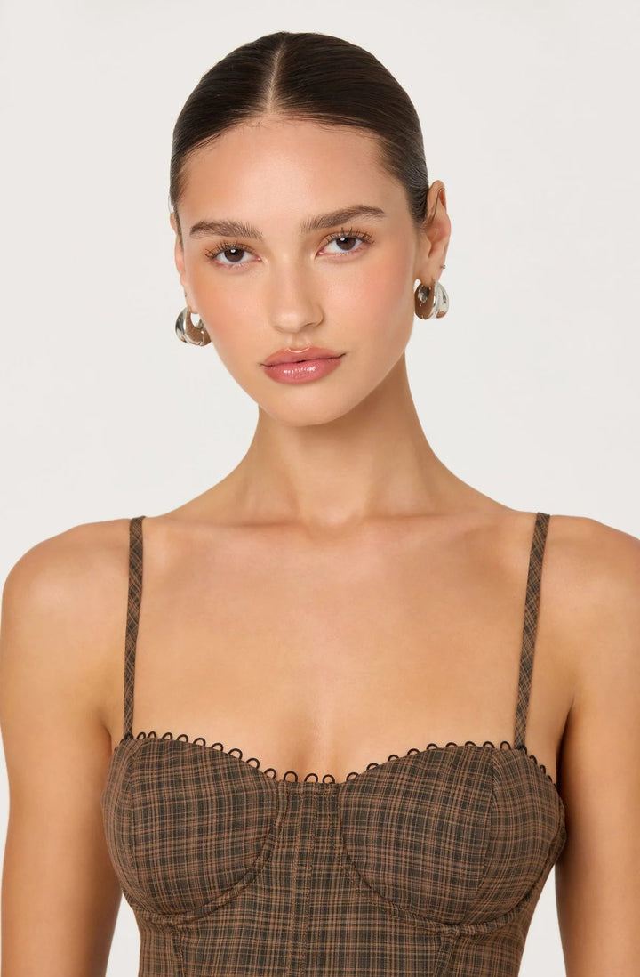 Baylin Plaid Peplum Bustier Top - eloise boutique