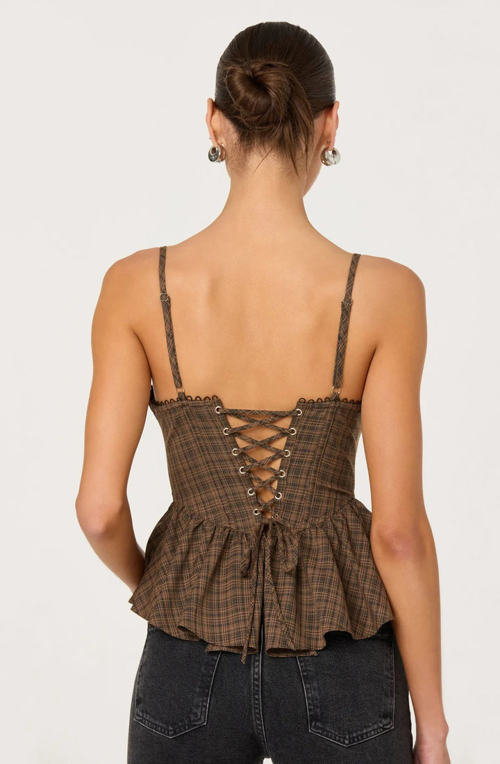 Baylin Plaid Peplum Bustier Top - eloise boutique