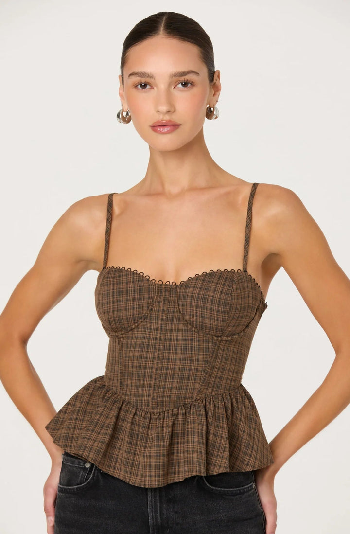 Baylin Plaid Peplum Bustier Top - eloise boutique