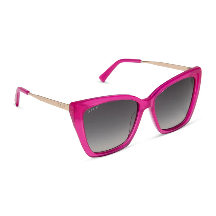 Pink sunglasses with a white background
