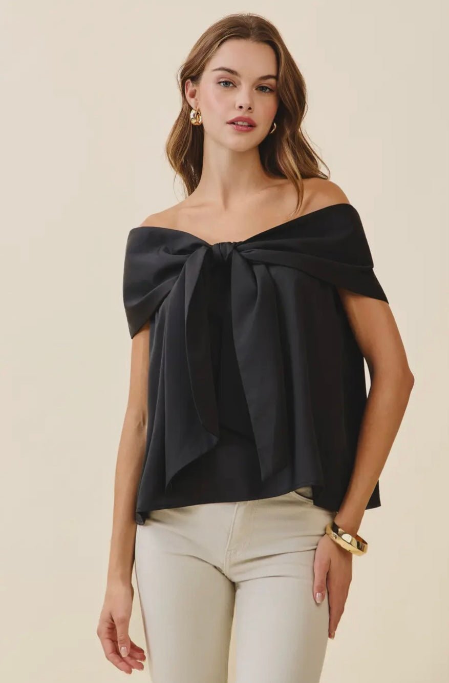 Bow Accented Off The Shoulder Top - eloise boutique
