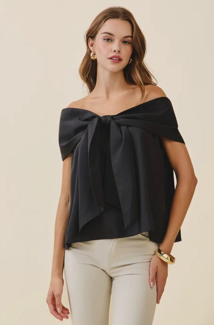 Bow Accented Off The Shoulder Top - eloise boutique