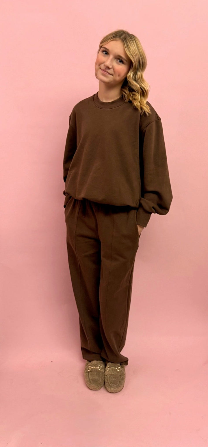 Bubble Hem Sweatshirt and Barrel Sweatpant Set - eloise boutique