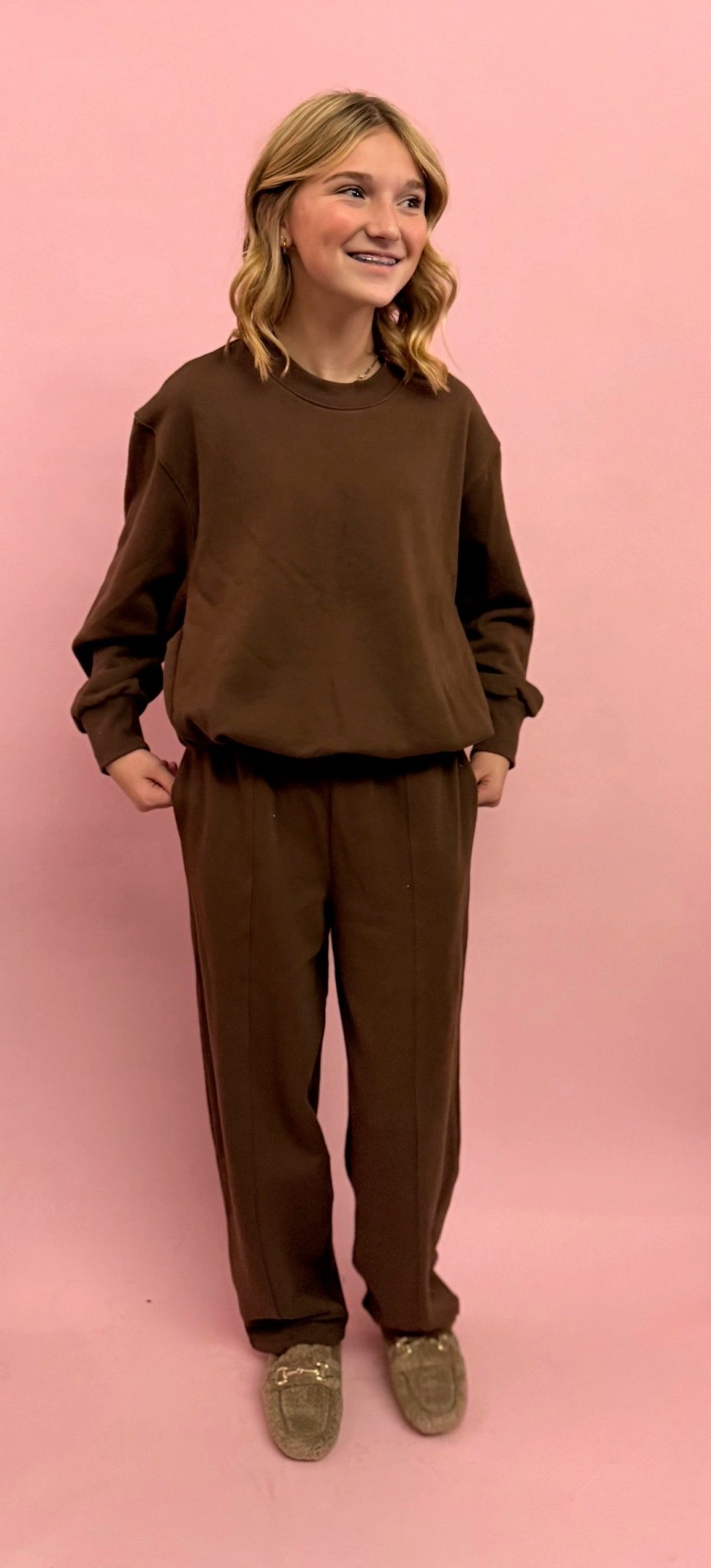 Bubble Hem Sweatshirt and Barrel Sweatpant Set - eloise boutique