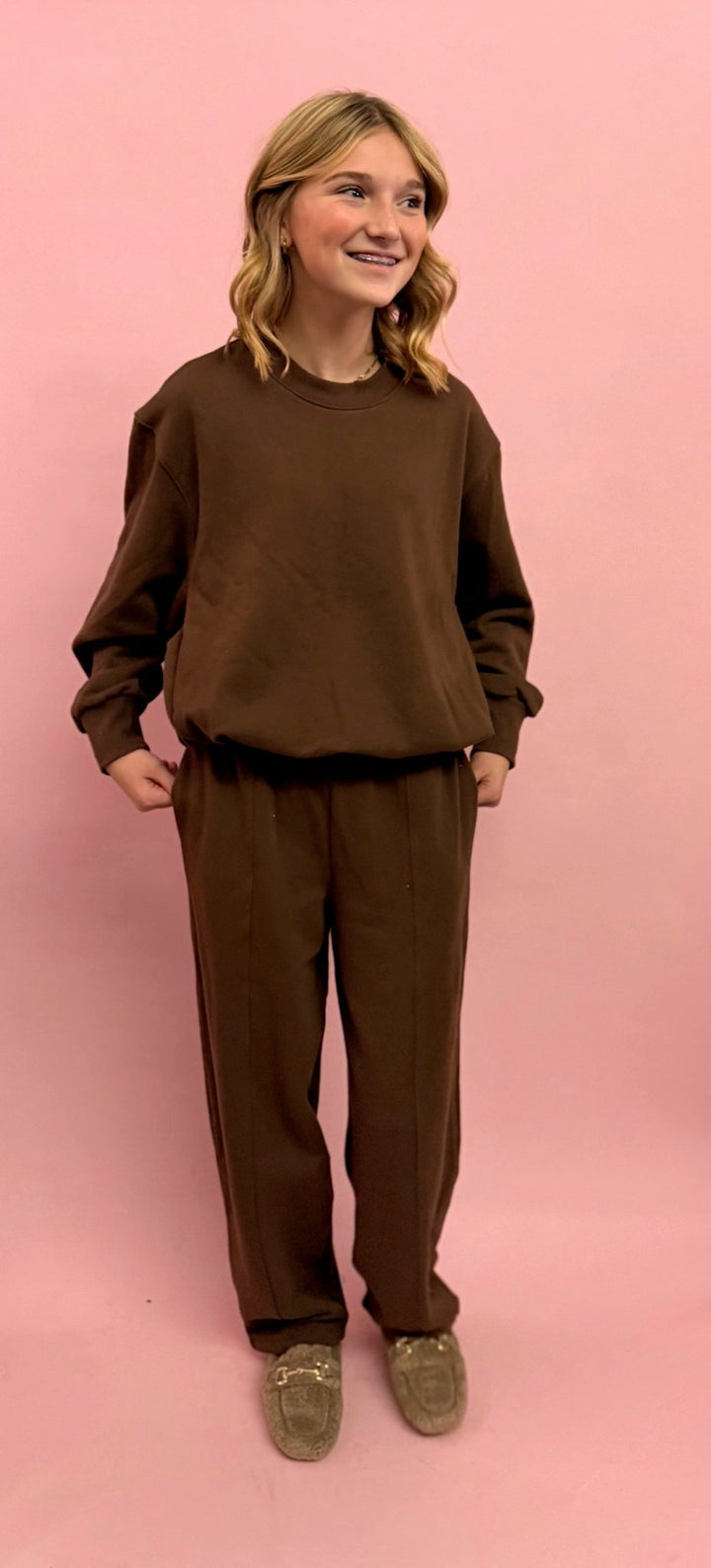 Bubble Hem Sweatshirt and Barrel Sweatpant Set - eloise boutique