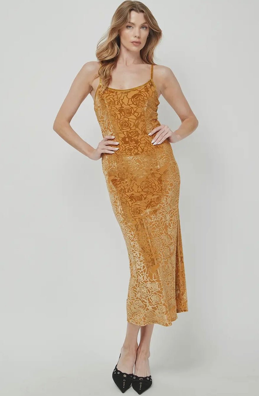 Burnout Velvet Cami Maxi Dress - eloise boutique