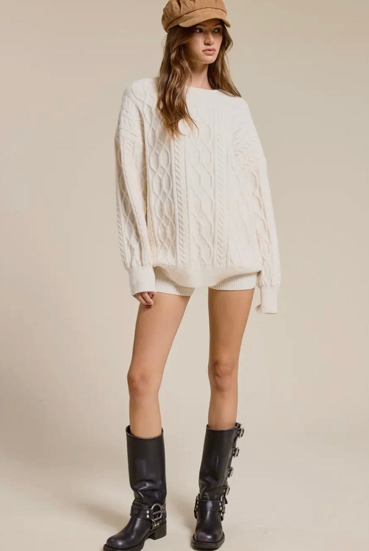 Cable Knit Sweater and Shorts Set - eloise boutique