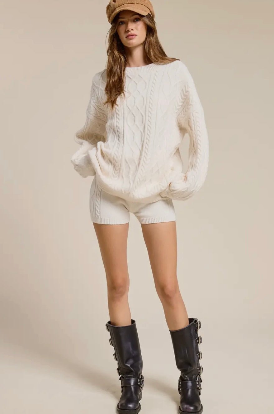 Cable Knit Sweater and Shorts Set - eloise boutique
