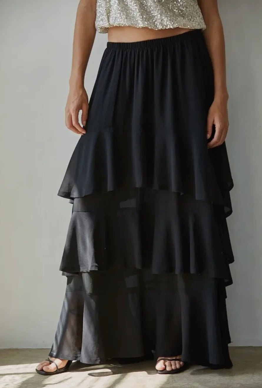 Chiffon Tiered Midi Skirt - eloise boutique