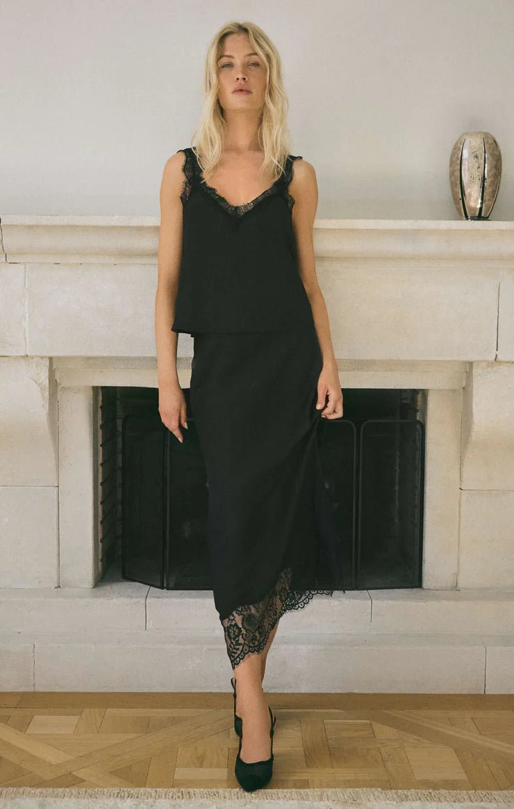 Cinder Lace Satin Midi Skirt - eloise boutique