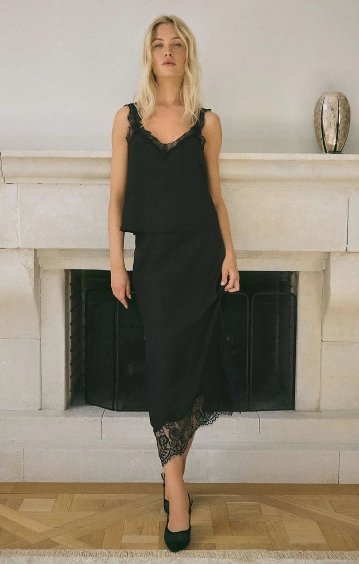 Cinder Lace Satin Midi Skirt - eloise boutique