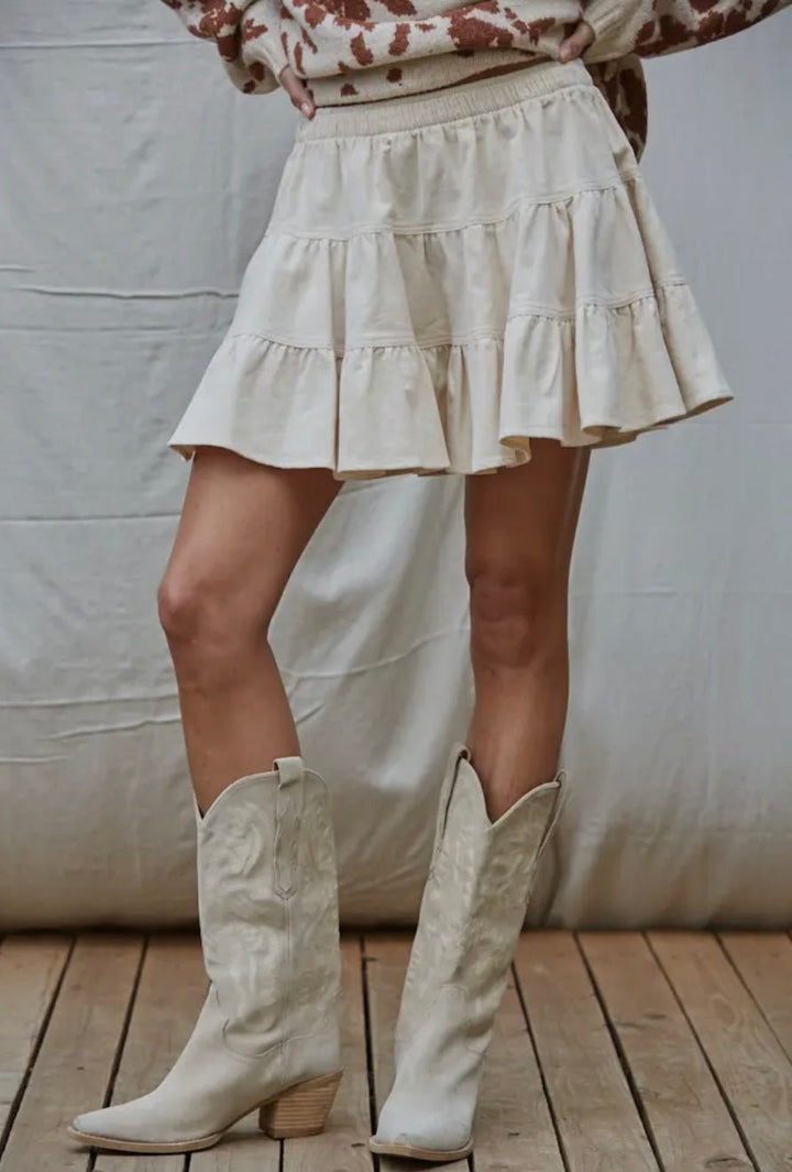 Corduroy Tiered Flare Mini Skirt - eloise boutique