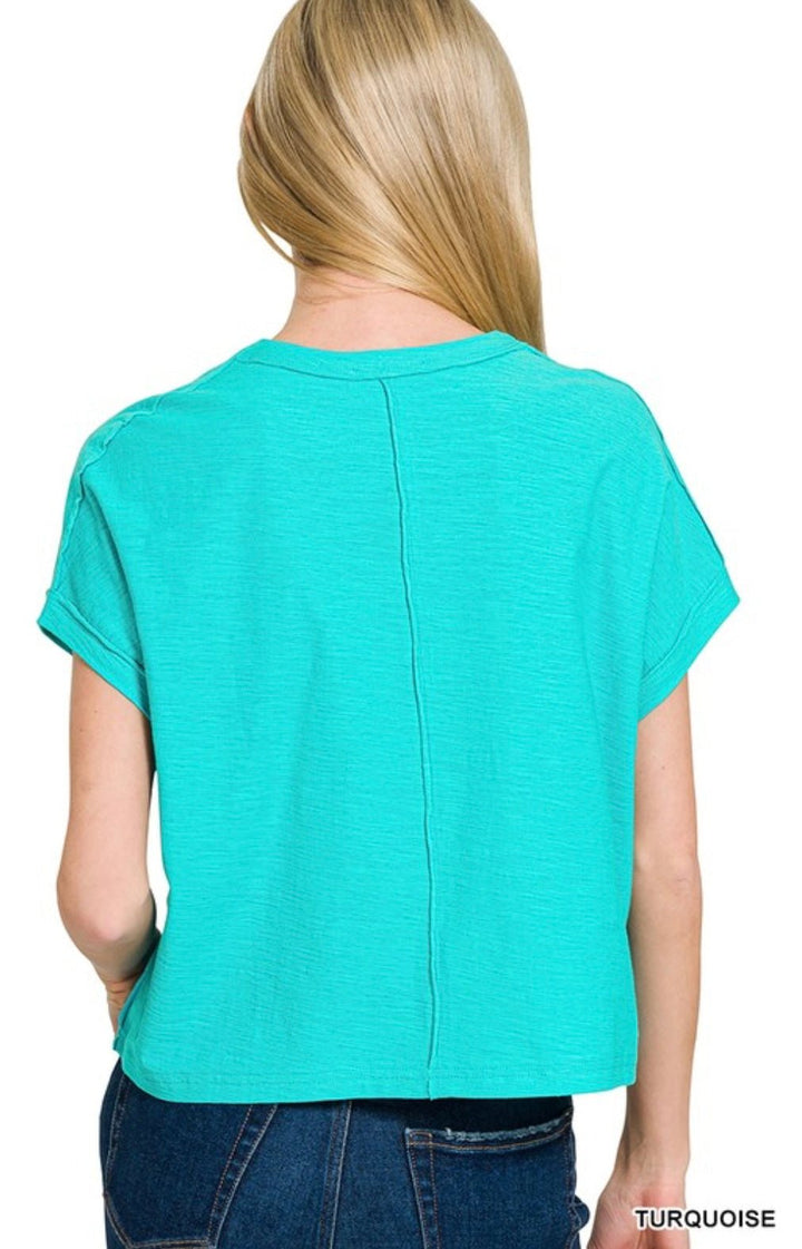 Cotton Slub Round Neck Short Sleeve Tee - eloise boutique
