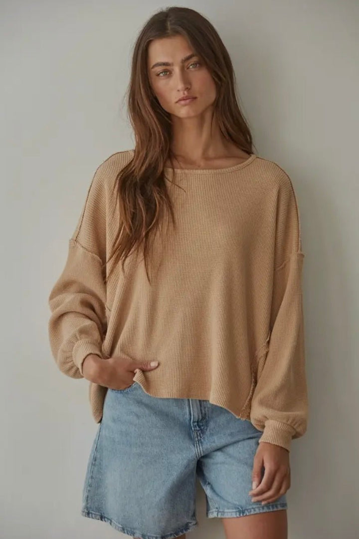 Cotton Thermal Washed Pullover - eloise boutique