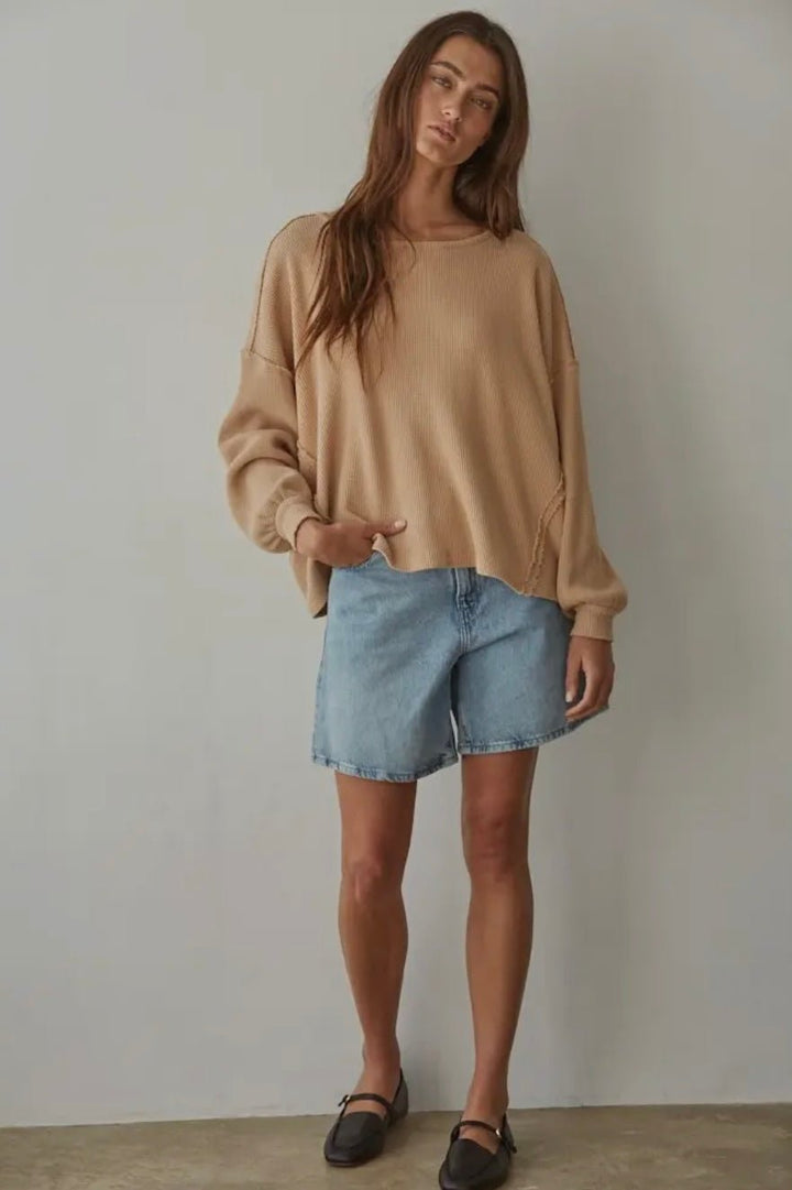 Cotton Thermal Washed Pullover - eloise boutique