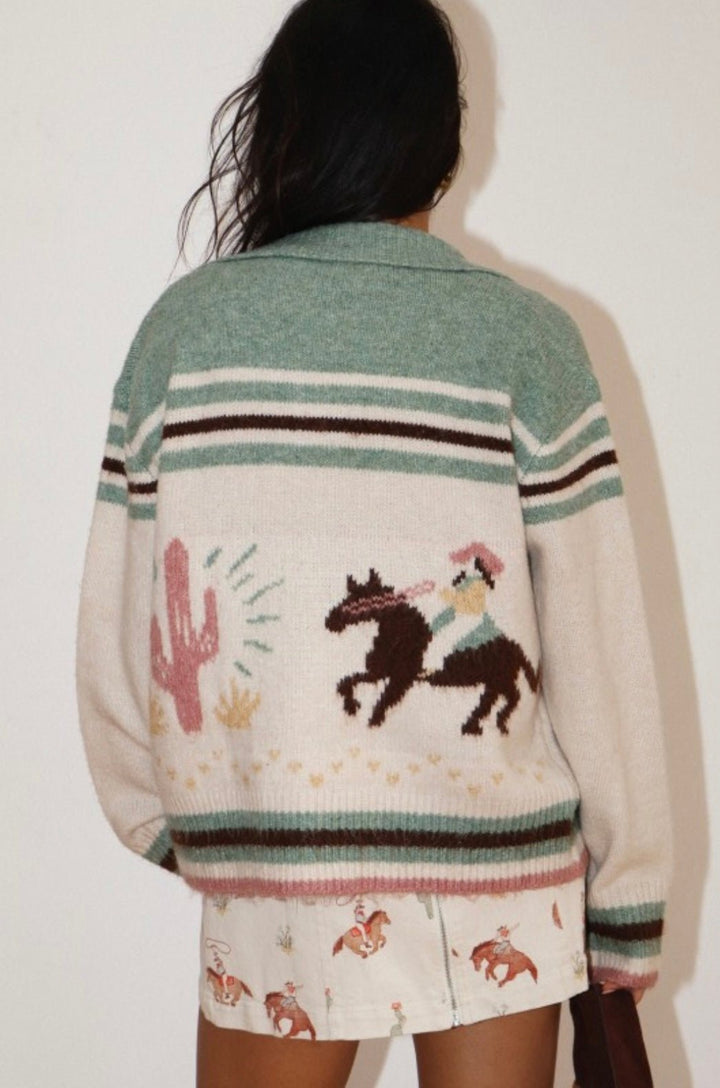 Cowboy Desert Zip Knit Cardigan - eloise boutique