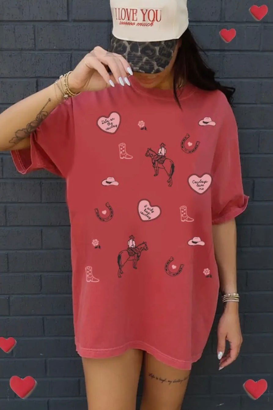 Cowboy Love Oversized Mineral Graphic Tee - eloise boutique