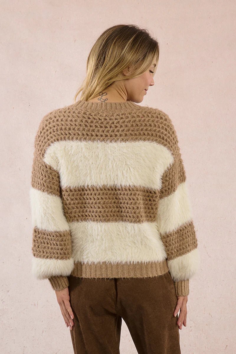 Cozy Camel &amp; Cream Popcorn Knit Pullover - eloise boutique