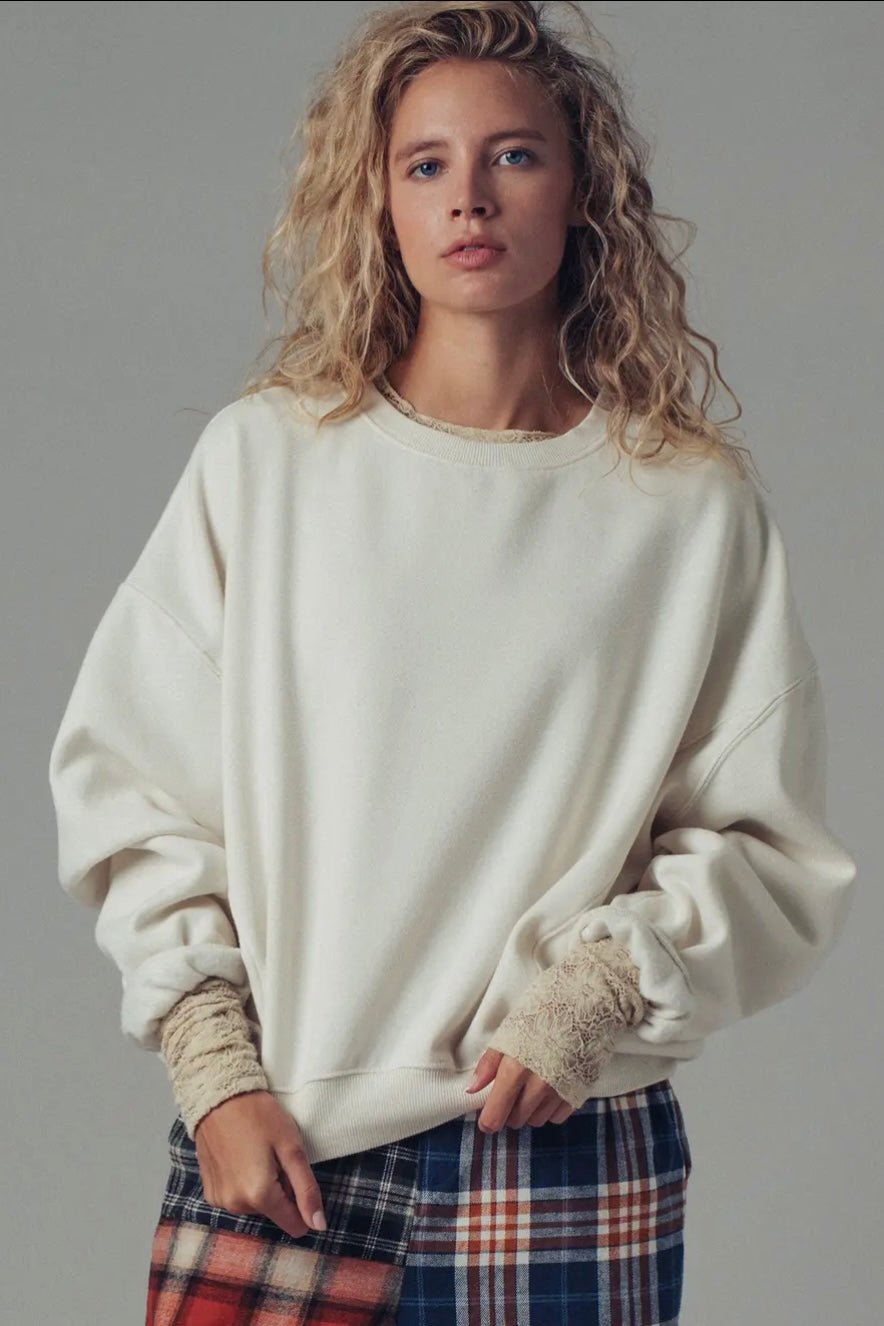 Crew Neck Comfort Washed Sweatshirt - eloise boutique
