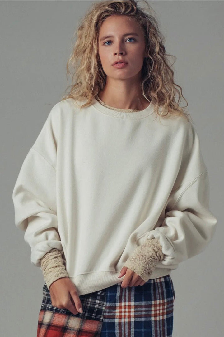 Crew Neck Comfort Washed Sweatshirt - eloise boutique