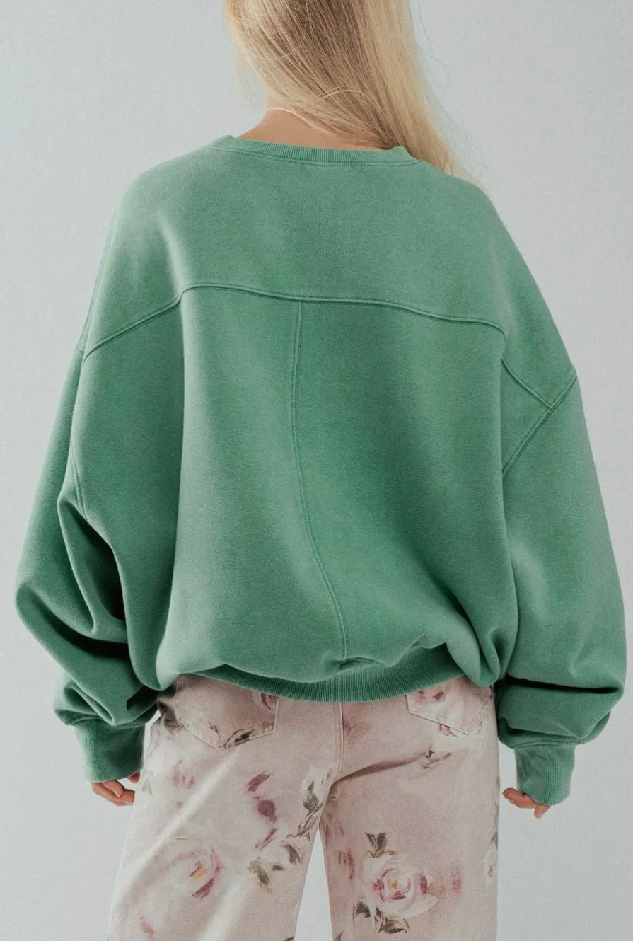 Crew Neck Comfort Washed Sweatshirt - eloise boutique