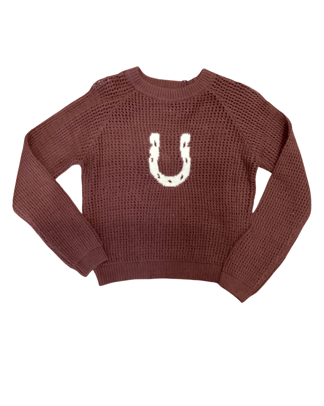 Crochet Horseshoe Crewneck Sweater - eloise boutique