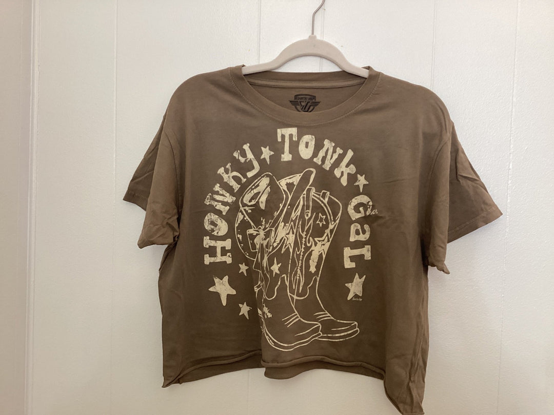 Crop Honky Tonk Boots Tee - eloise boutique