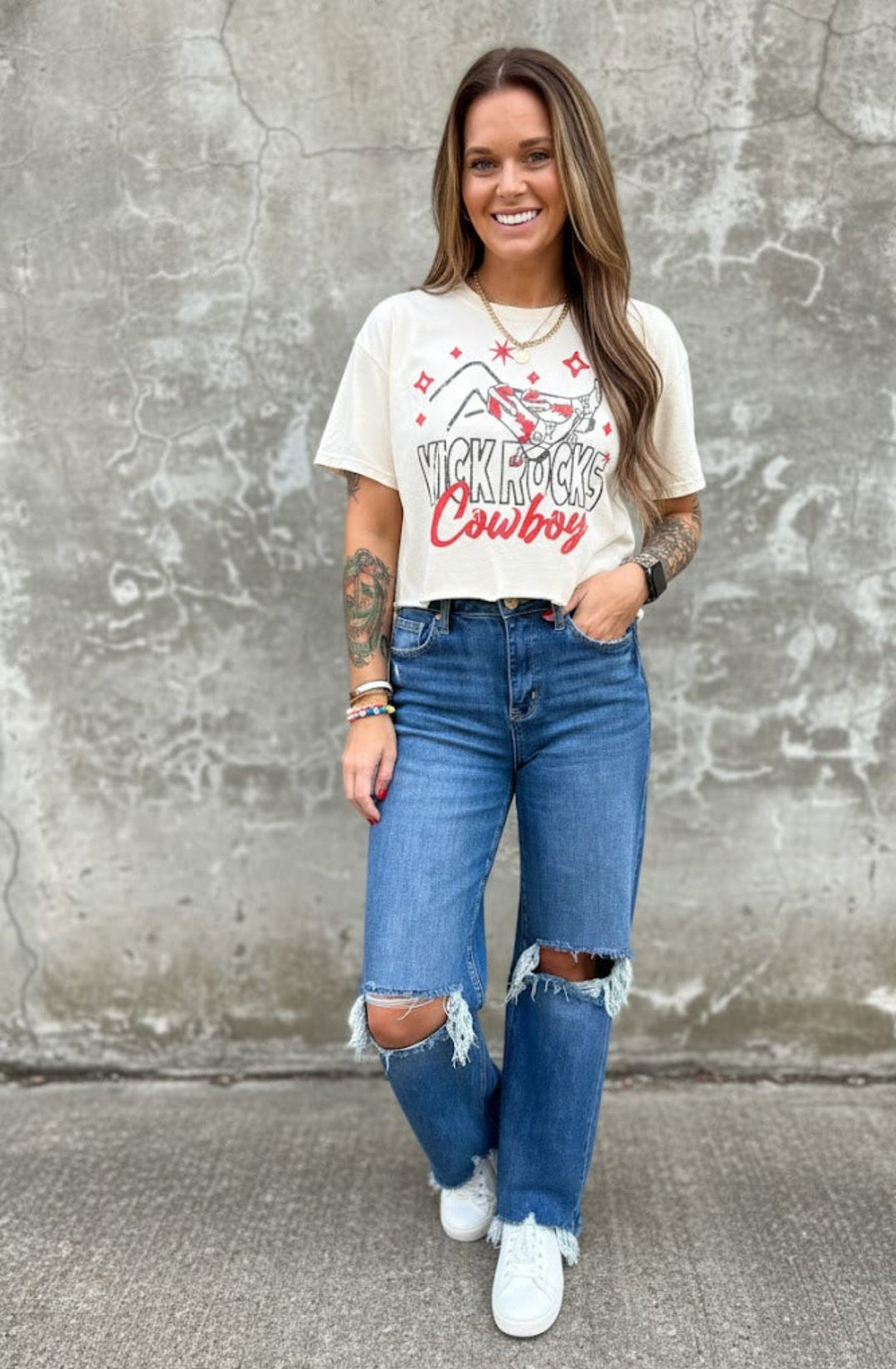 Crop Kick Rocks Cowboy Graphic Tee - eloise boutique