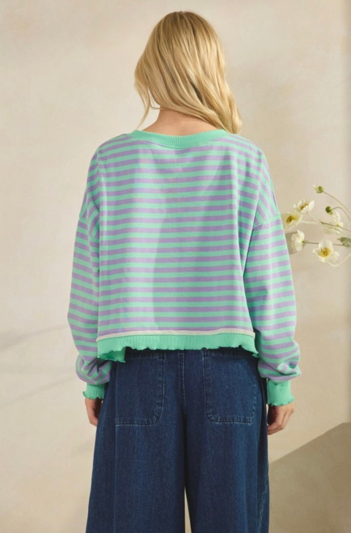 Cropped Striped French Terry Top - eloise boutique