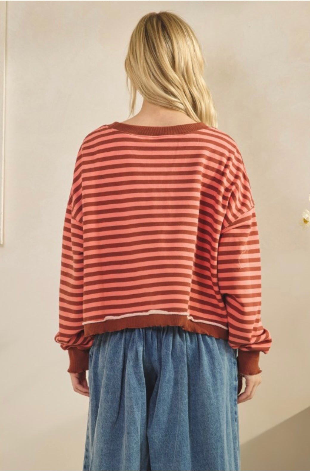 Cropped Striped French Terry Top - eloise boutique