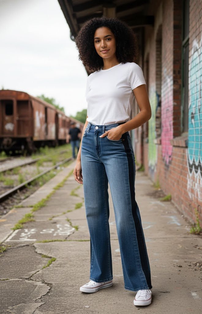 Daze Denim Far Out High Rise Wide In Tuxedo - eloise boutique