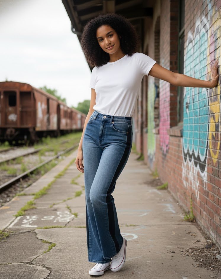 Daze Denim Far Out High Rise Wide In Tuxedo - eloise boutique