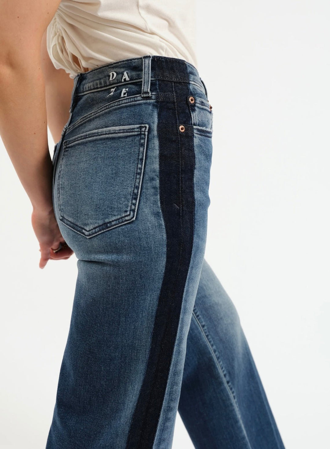 Daze Denim Far Out High Rise Wide In Tuxedo - eloise boutique