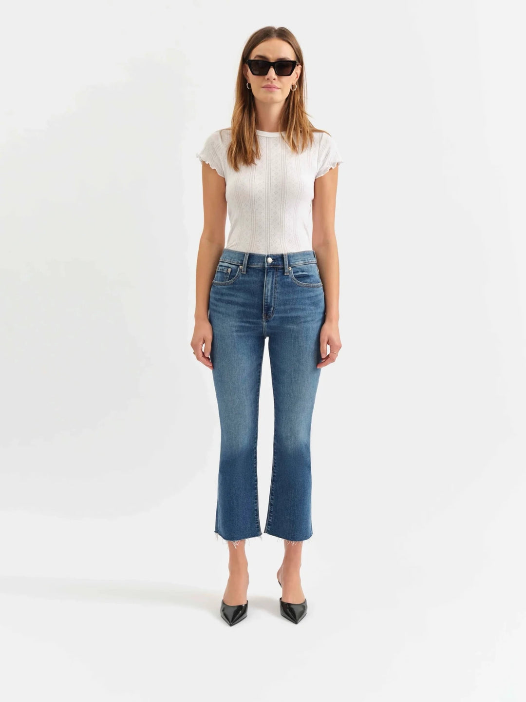 Daze Denim Shy Girl Crop Flare in Influencer - eloise boutique