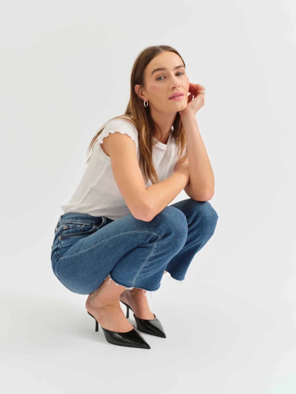 Daze Denim Shy Girl Crop Flare in Influencer - eloise boutique